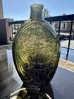 Rare  1830s Cornucopia Urn Historical Flask Pint Glass Bottle Olive Green Giii-4