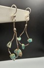 Native American Vintage Turquoise Nuggets Beads Sterling Silver Earrings 6cm 3g