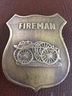 Fireman Fire Chief Pin Firefighter Badge Collector Brass Department Patina Gift