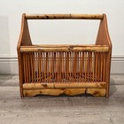 Vintage Bamboo Rattan Magazine Rack Mcm Retro Boho Tropical Coastal Home Decor