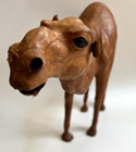 Leather Covered Camel Figurine Large 17 Inches Wide  13 Inches Tall  Read Descr 