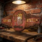 14 x6   Retro Style Cast Iron Neptune Service Station Sign   free Shipping 