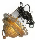 Hanging Oil Kerosene Hall Lamp Frame Antique Embossed Brass With Ladder Chain