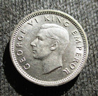 Old Silver 3 Pence 1943 Coin Of New Zealand King George Vi   World War Ii