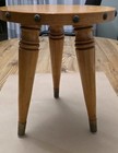 Vtg Wooden 3 Legged Milking Stool plant Stand With Brass Wrapped Feet Nice 
