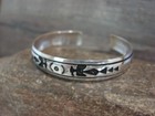 Native American Sterling Silver 3 8  Petroglyph Bracelet By Singer