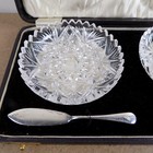 Docker   Burn British Sterling Silver   Cut Glass Butter Pat Set 1931 Hallmarks