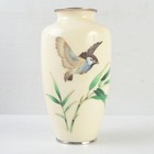 Sparrow Bird Japanese Cloisonne Vase Pot 8 4 Inch Tall W wooden Box