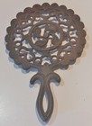 Jzh 1952  Black Cast Iron Footed Trivet  T-7 Tulip   12  Farmhouse Decor