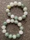 2pcs Excellent Rare Chinese Natural Jade 20mm Round Beads Bracelet