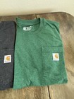 Lot Of 3 Carhartt Short Sleeve Loose Fit  2 Gray  1 Green  Pocket T-shirts Sz M