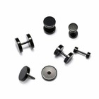 Black Stud Earrings Men Women Punk Gothic Stainless Steel Faux Gauges Ear Tunnel