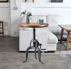 Industrial Retro Side Table Crank Height Adjustable Cast Iron Three-legged