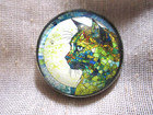 New Large Glass Dome Picture Button Of A Lovely  stained Glass  Cat    30mm