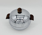 Vintage Chrome West Bend Penguin Hot And Cold Server Ice Bucket W wood Handles