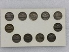 Us Wartime Silver Nickels Set Complete    11 Coins In Display Card   Toned