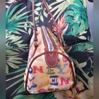 Dooney And Bourke Multicolor Barrel Bag Crayon Doddle Graffiti Rainbow Zipper