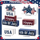 4 Pcs Farmhouse 4th Of July Patriotic Table Sign Independence Day Table Wood Dec