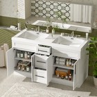 59 3  Double Sink Bathroom Vanity With Smc Top  Modern White Painted Mdf Cabinet