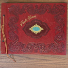 Vtg 1940s Red Floral Embossed Photo Album Scrapbook 40 Pages W  36 Unused 14x11
