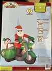 Gemmy 7  Rare Christmas Airblown Santa Riding Motorcycle With Snowman Inflatable