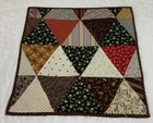 Vintage Antique Patchwork Quilt Table Topper  Triangles  Early Calicos  Brown