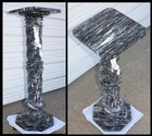 Antique Black White Solid Marble Pedestal Spiral Column 36 5  Plant Stand Table