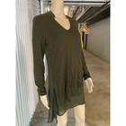 Stella Carakasi Tunic Top Olive Green V Neck Long Sleeve Knit   Chiffon Small