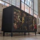 Modern Sideboard Buffet Cabinet Tropical Glass Doors Wood Credenza Console Table