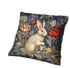 William Morris Abstract Floral Bunny Design Linen Throw Pillow Cover Home Decor