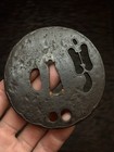 Gunbai Samurai War Fan Motif Iron Sukashi Tsuba  Edo Antique   465