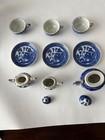 Vintage Child Size 11pc Toy China Tea Set Blue Willow Asian Theme