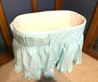 Euc 1997 Baby Nursery Bassinet Skirt Hood Cover Minty Green 4 Pockets 2 Pc Set