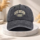 Vintage Lake Ontario Hat Canada Souvenir Retro Lake Life Washed Denim Cap Gift