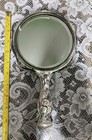 Nice Distressed Antique Art Nouveau Silverplate Hand-held Beveled Glass Mirror    