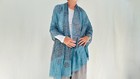Blue Gauze Shiva Nataraja Shawl  Wrap  Scarf  Spiritual Accessory  India  4226