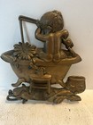 - Antique Brass Wall Plaque Boy With Fishing Pole Really Vintage Art Piece