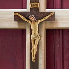 Jesus Crucifix Wall Cross Catholic Hand Painted Big Wood Textured Resin Vintage 