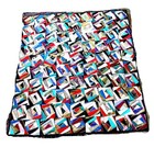 Vintage Crazy Quilt Coverlet 68x74 Hand Embroidered Machine Stitched Satin