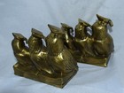 Vintage 1920s-50s Solid Brass  scholarly Owl  Bookends By Jennings Brothers