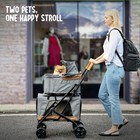Twin Pet Stroller For Dogs Cats - Detachable Carriers Graphite Gray