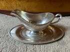 Vintage Fiesta Oneida Ltd Silver Plate Gravy Boat With Dish Tray