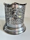 Vintage English Silver Plated Lion Head Wine Bottle Holders Pair Israel Freeman