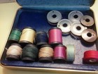 Vintage Belding Corticelli Thread Box With 10 Thread Spools   6 Bobbins
