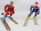 Vintage Barclay Fowind Skier Figures 2 Pcs 1 Cast Metal   1 Plastic C1940s-60s