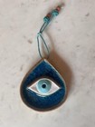 Greek Wall Hanging Handmade Ceramic Greece Blue Glass Sparkle Nazar Protection 