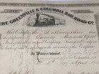 1853 The Greenville   Columbia Railroad Co  Capital Stock Certificate Signed