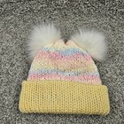 Infant toddler Beanie Hat  Small 6-12 Mo Pastel Yellow Warm Soft Handmade Pompom