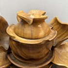 Vintage 12 Piece Monkey Pod Wood Lotus Serving Set 