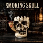 Smoking Skull Figurine Resin Statue Gothic Halloween Decor Spooky Skeleton Head
